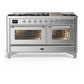 Ilve UM60FNR3SSCLP Ilve Um60Fnr3Ssclp Majestic Iii 60 Inch Dual Fuel Range With 9 Burners And Griddle, Dual Function Burner Up To 25,000 Btu (Liquid Propane, Triple Glass Door, Stainless Steel, Chrome)