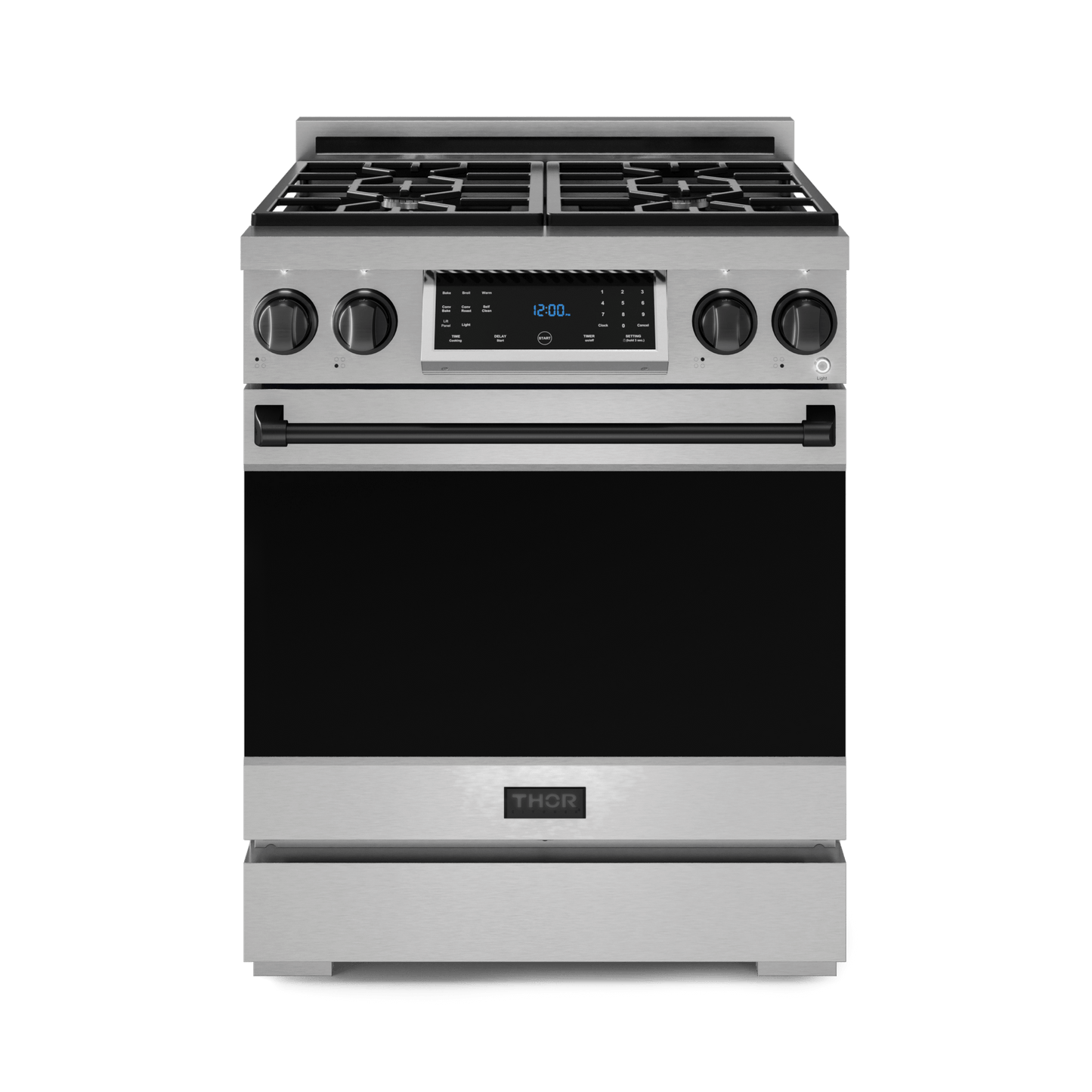 Thor Kitchen RSG30BLK 30 Inch Professional Gas Range With Tilt Panel Touch Control In Stainless Steel/Black Gordon Ramsay Series - Rsg30-Blk