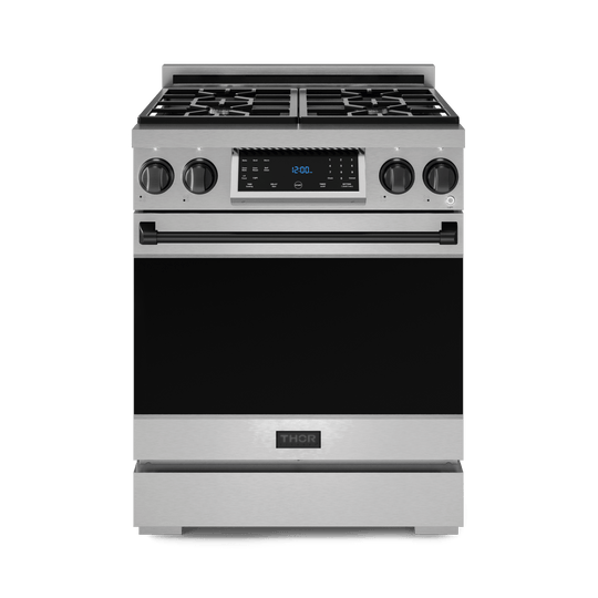 Thor Kitchen RSG30BLK 30 Inch Professional Gas Range With Tilt Panel Touch Control In Stainless Steel/Black Gordon Ramsay Series - Rsg30-Blk