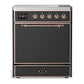 Ilve UMIB30QNR3MGP Ilve Umib30Qnr3Mgp Majestic Iii 30 Inch Induction Range With 4 Elements, 4 Cu. Ft. Oven Capacity (Solid Door, Graphite Matte, Copper)