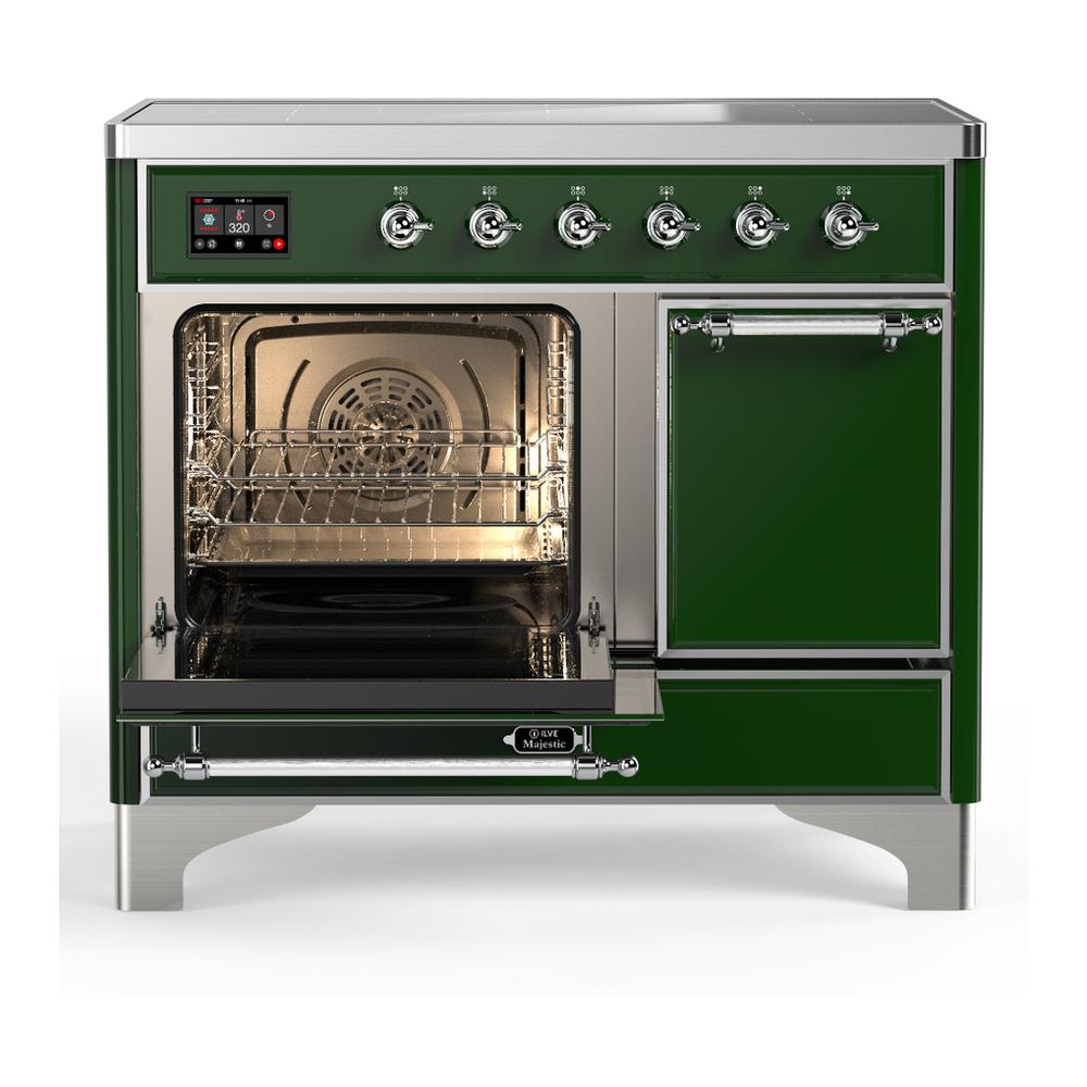 Ilve UMDIB40QNR3EGC Ilve Umdib40Qnr3Egc Majestic Iii 40 Inch Induction Range With 6 Elements, 3.82 Cu. Ft. Total Oven Capacity (Solid Door, Emerald Green, Chrome)