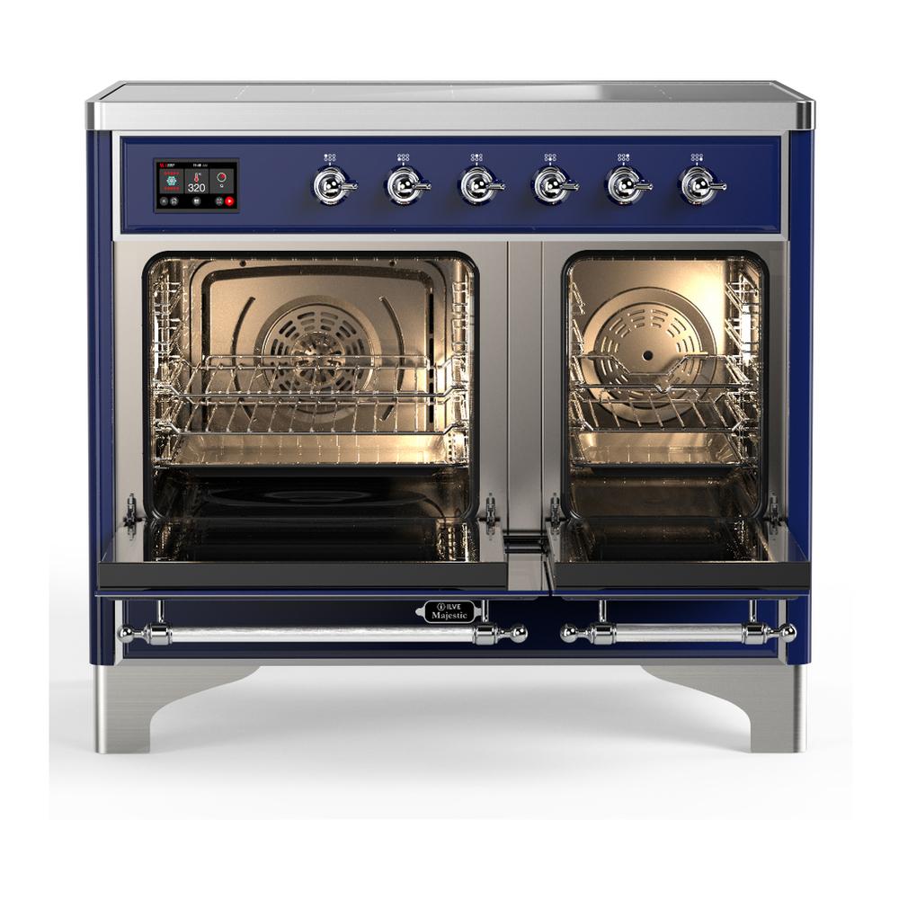 Ilve UMDIB40NR3MBC Ilve Umdib40Nr3Mbc Majestic Iii 40 Inch Induction Range With 6 Elements, 3.82 Cu. Ft. Total Oven Capacity (Triple Glass Door, Midnight Blue, Chrome)