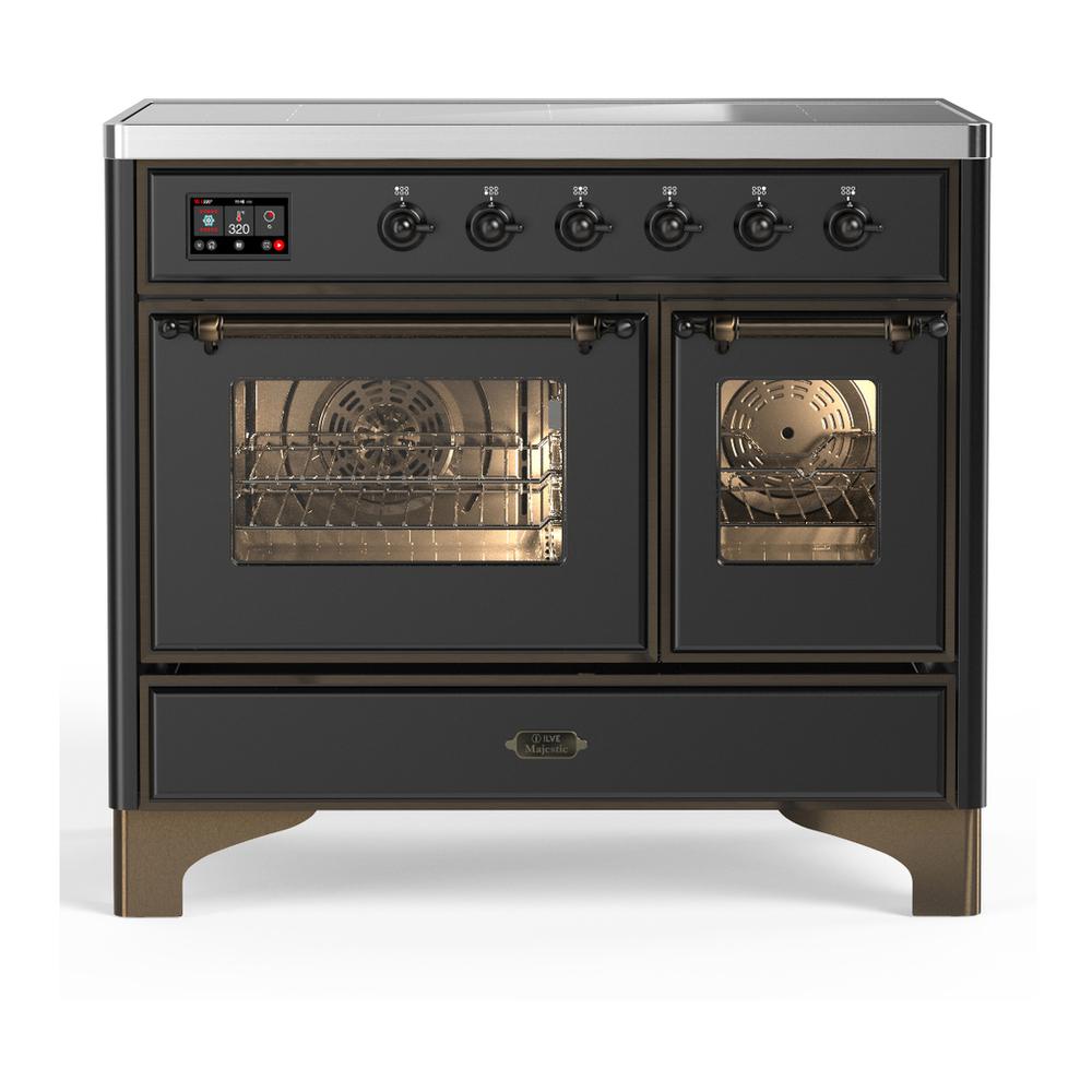 Ilve UMDIB40NR3MGB Ilve Umdib40Nr3Mgb Majestic Iii 40 Inch Induction Range With 6 Elements, 3.82 Cu. Ft. Total Oven Capacity (Triple Glass Door, Graphite Matte, Burnished)