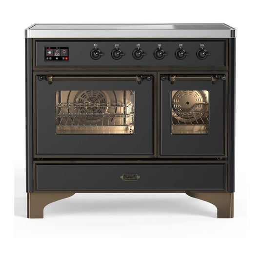 Ilve UMDIB40NR3MGB Ilve Umdib40Nr3Mgb Majestic Iii 40 Inch Induction Range With 6 Elements, 3.82 Cu. Ft. Total Oven Capacity (Triple Glass Door, Graphite Matte, Burnished)