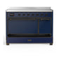 Ilve UMIB48QNR3MBB Ilve Umib48Qnr3Mbb Majestic Iii 48 Inch Induction Range With 6 Elements, 5.02 Cu. Ft. Total Oven Capacity (Solid Door, Midnight Blue, Burnished)