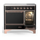 Ilve UMDIB40QNR3BKP Ilve Umdib40Qnr3Bkp Majestic Iii 40 Inch Induction Range With 6 Elements, 3.82 Cu. Ft. Total Oven Capacity (Solid Door, Glossy Black, Copper)