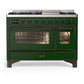 Ilve UM48FNR3EGB Ilve Um48Fnr3Egb Majestic Iii 48 Inch Dual Fuel Range With 8 Burners And Griddle, Dual Function Burner Up To 25,000 Btu (Natural Gas, Triple Glass Door, Emerald Green, Burnished)