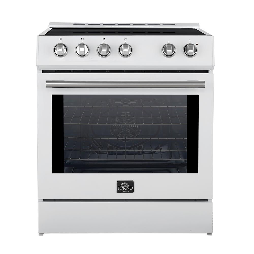 Forno FFSIN098230WHT Forno Leonardo Espresso 30-Inch Slide-In White Induction Range, Convection Oven, 5 Cooking Zones, Touch Control Panel