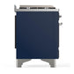 Ilve UM60FSQNR3MBC Ilve Um60Fsqnr3Mbc Majestic Iii 60 Inch Dual Fuel Range With 7 Burners, Griddle And French Top, Dual Function Burner With Up To 25,000 Btu (Natural Gas, Solid Door, Midnight Blue, Chrome)