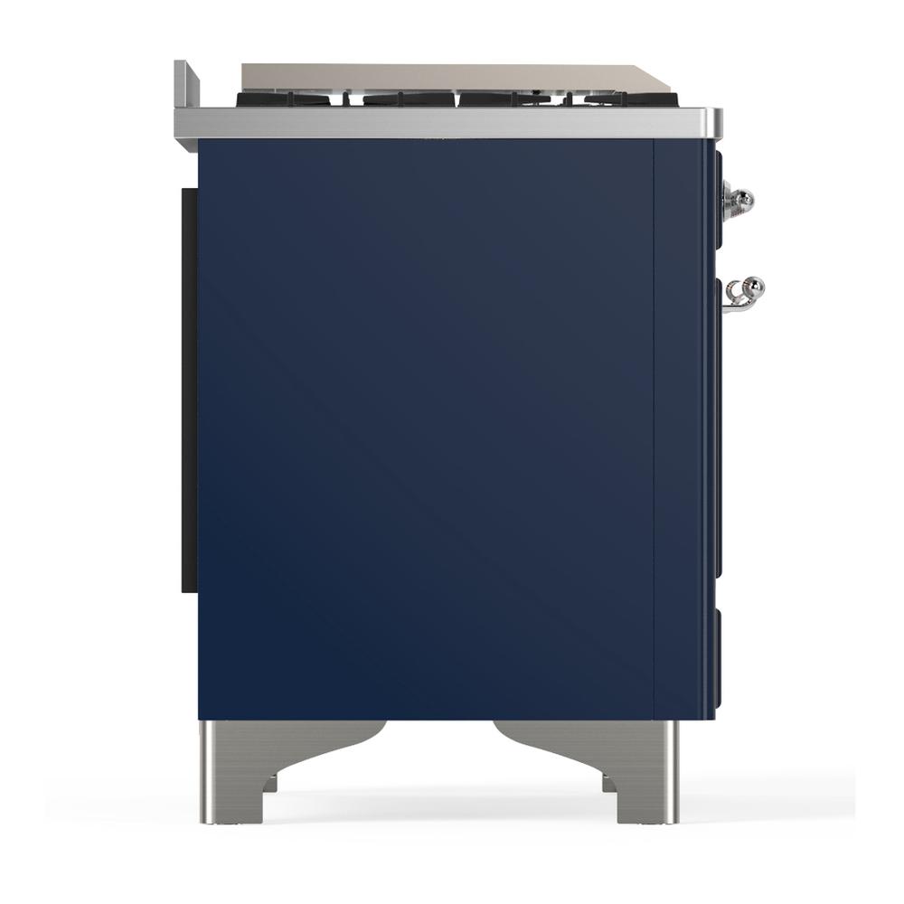 Ilve UM60FSQNR3MBC Ilve Um60Fsqnr3Mbc Majestic Iii 60 Inch Dual Fuel Range With 7 Burners, Griddle And French Top, Dual Function Burner With Up To 25,000 Btu (Natural Gas, Solid Door, Midnight Blue, Chrome)