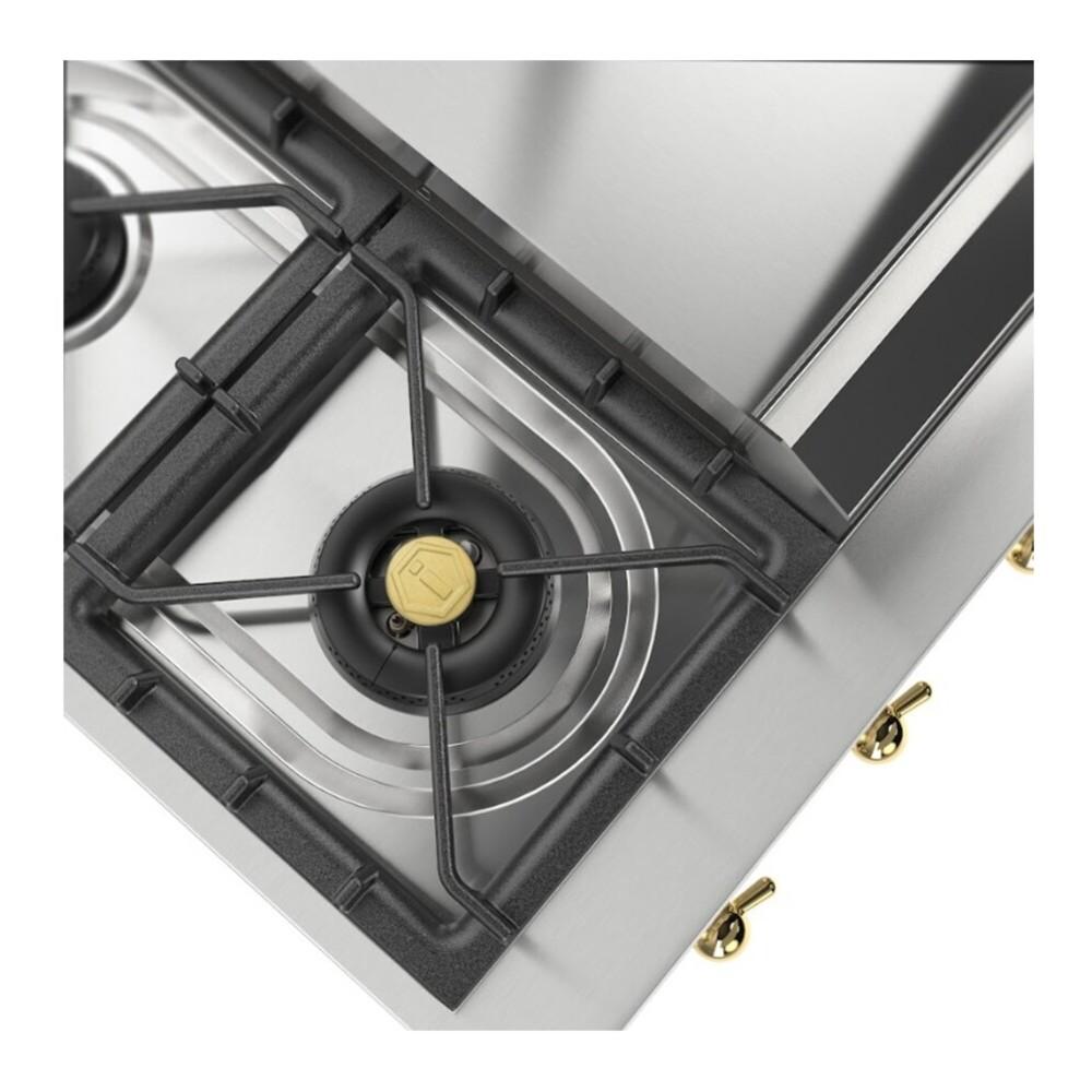 Ilve UHCP36FNSSGLP Ilve Uhcp36Fnssglp Nostalgie Ii 36 Inch Built-In Gas Rangetop With 6 Burners And Griddle, In Stainless Steel (Liquid Propane, Brass)