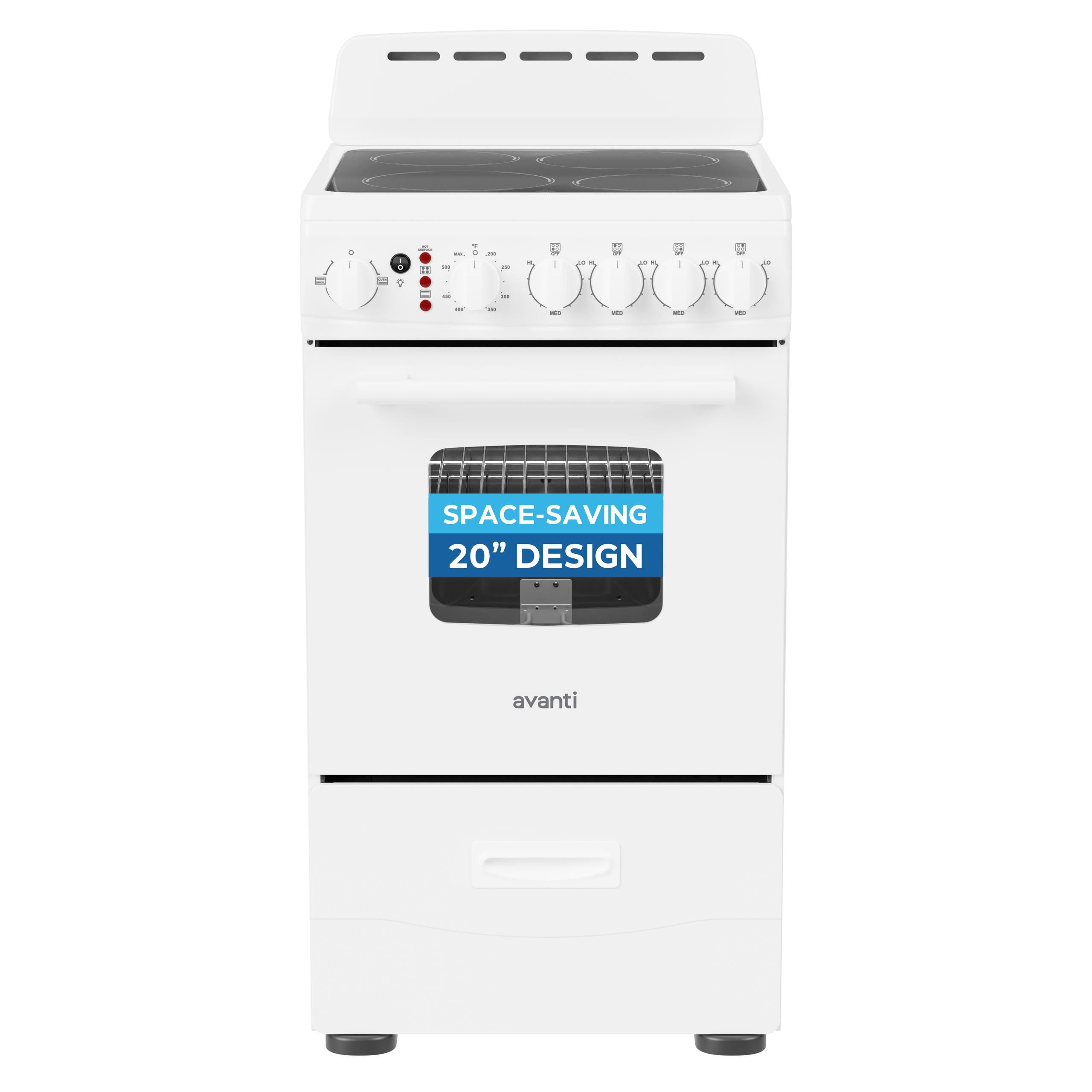 Avanti CERU200P0W Avanti 20-Inch Freestanding Electric Range With Ceramic Glass Cooktop, In White (Ceru200P0W)