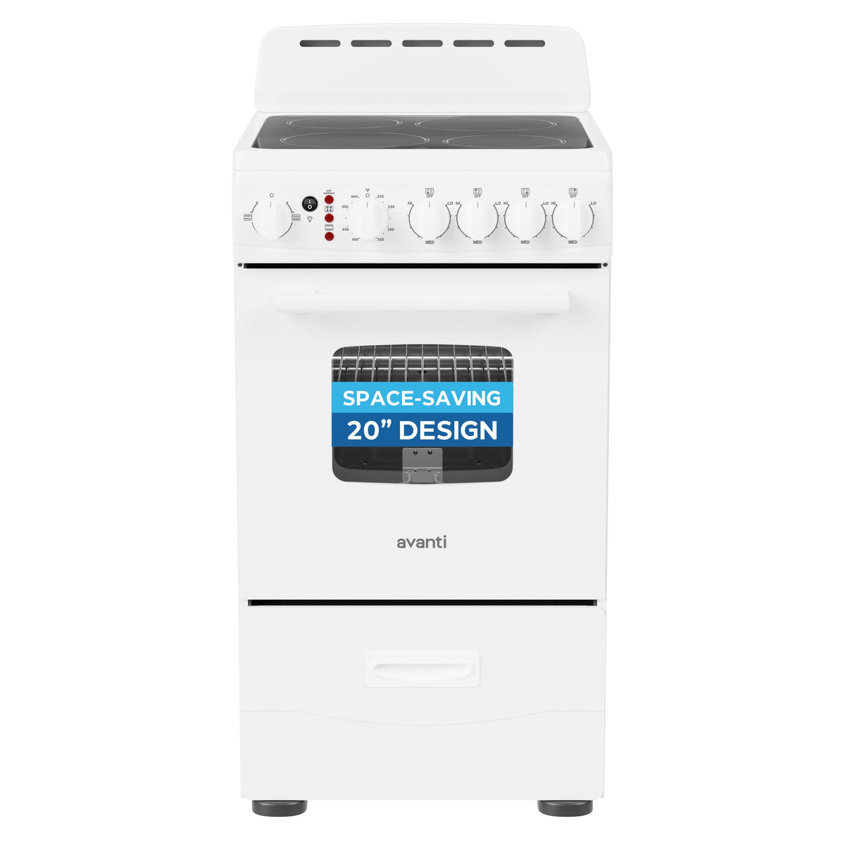 Avanti CERU200P0W Avanti 20-Inch Freestanding Electric Range With Ceramic Glass Cooktop, In White (Ceru200P0W)