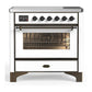 Ilve UMIB36NR3WHB Ilve Umib36Nr3Whb Majestic Iii 36 Inch Induction Range With 6 Elements, 3.5 Cu. Ft. Total Oven Capacity (Triple Glass Door, White, Burnished)