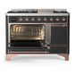 Ilve UM48FQNR3MGPLP Ilve Um48Fqnr3Mgplp Majestic Iii 48 Inch Dual Fuel Range With 8 Burners And Griddle, Dual Function Burner Up To 25,000 Btu (Liquid Propane, Solid Door, Graphite Matte, Copper)