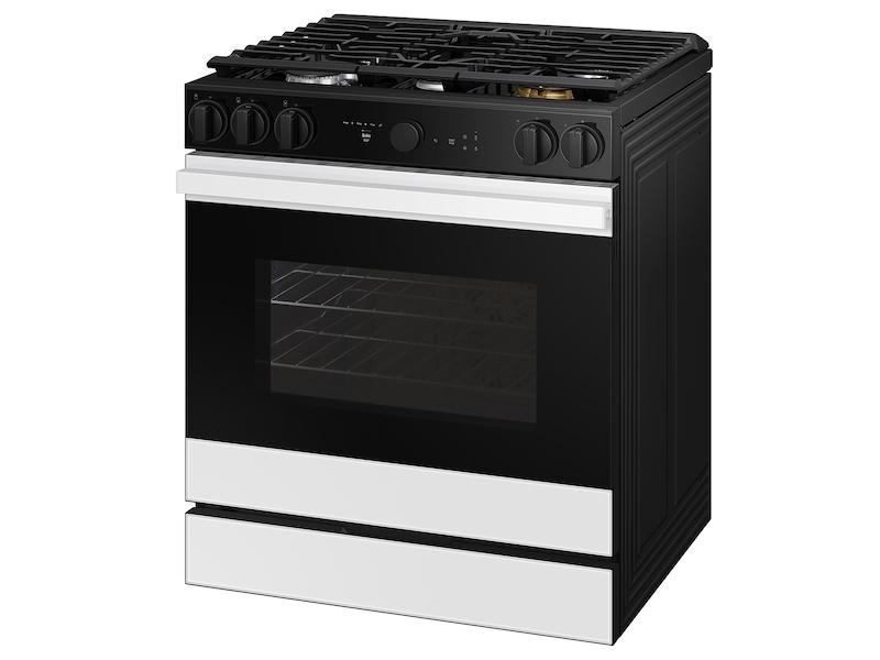 Samsung NSG6DB870012 Bespoke 6.0 Cu. Ft. Smart Slide-In Gas Range With Smart Oven Camera & Illuminated Precision Knobs In White Glass