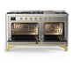 Ilve UM60FNR3SSG Ilve Um60Fnr3Ssg Majestic Iii 60 Inch Dual Fuel Range With 9 Burners And Griddle, Dual Function Burner Up To 25,000 Btu (Natural Gas, Triple Glass Door, Stainless Steel, Brass)