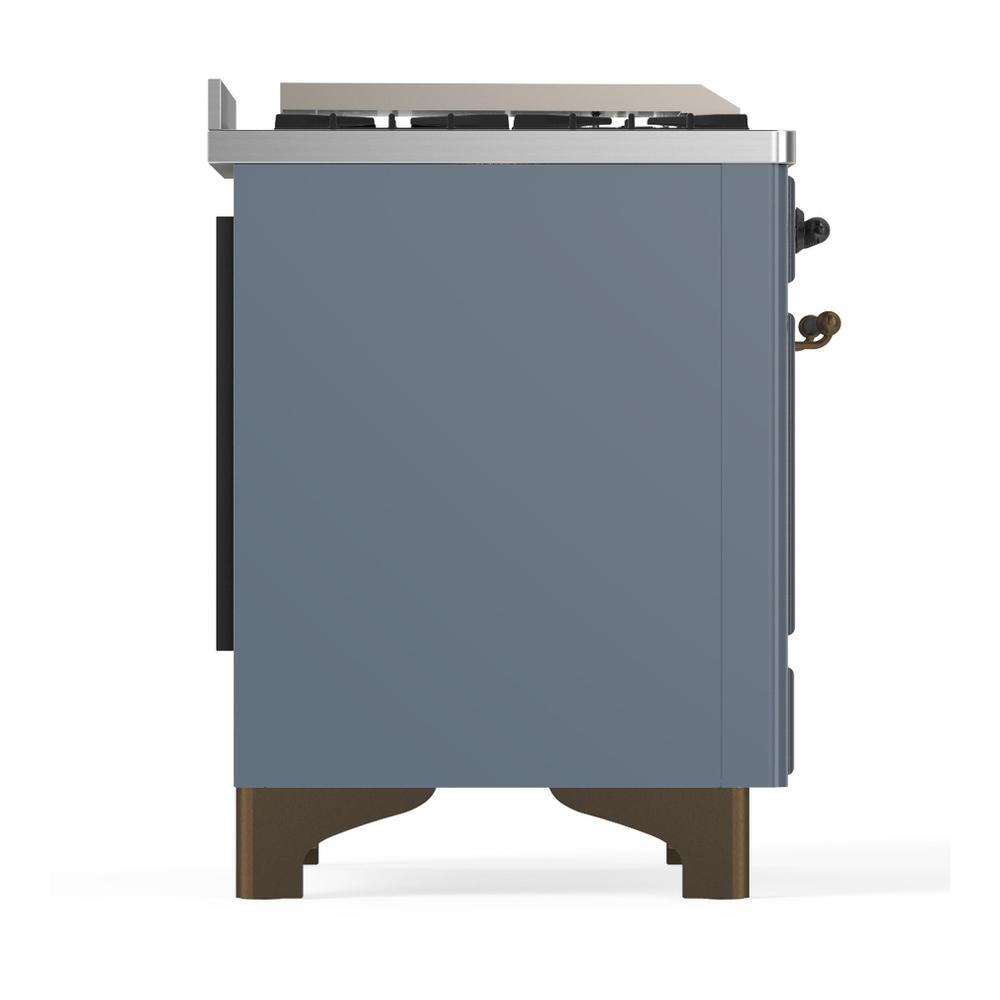 Ilve UM60FSQNR3BGBLP Ilve Um60Fsqnr3Bgblp Majestic Iii 60 Inch Dual Fuel Range With 7 Burners, Griddle And French Top, Dual Function Burner With Up To 25,000 Btu (Liquid Propane, Solid Door, Blue Grey, Burnished)