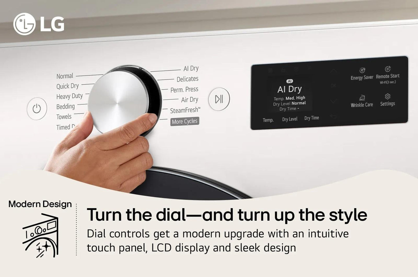 Lg DLGX5801A 7.4 Cu. Ft. Ultra Large Capacity Smart Front Load Gas Dryer With Turbosteam®, Ai Sensing And Hybrid Electronic Controls With Lcd Display