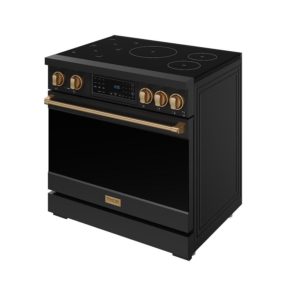 Thor Kitchen RSI36BBRZ 36 Inch Professional Induction Range With Tilt Panel Touch Control In Black And Bronze Gordon Ramsay Series