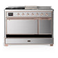 Ilve UM48FSQNR3SSPLP Ilve Um48Fsqnr3Ssplp Majestic Iii 48 Inch Dual Fuel Range With 5 Black Brass Burners, Griddle And French Top, Dual Function Burner Up To 25,000 Btu (Liquid Propane, Solid Door, Stainless Steel, Copper)