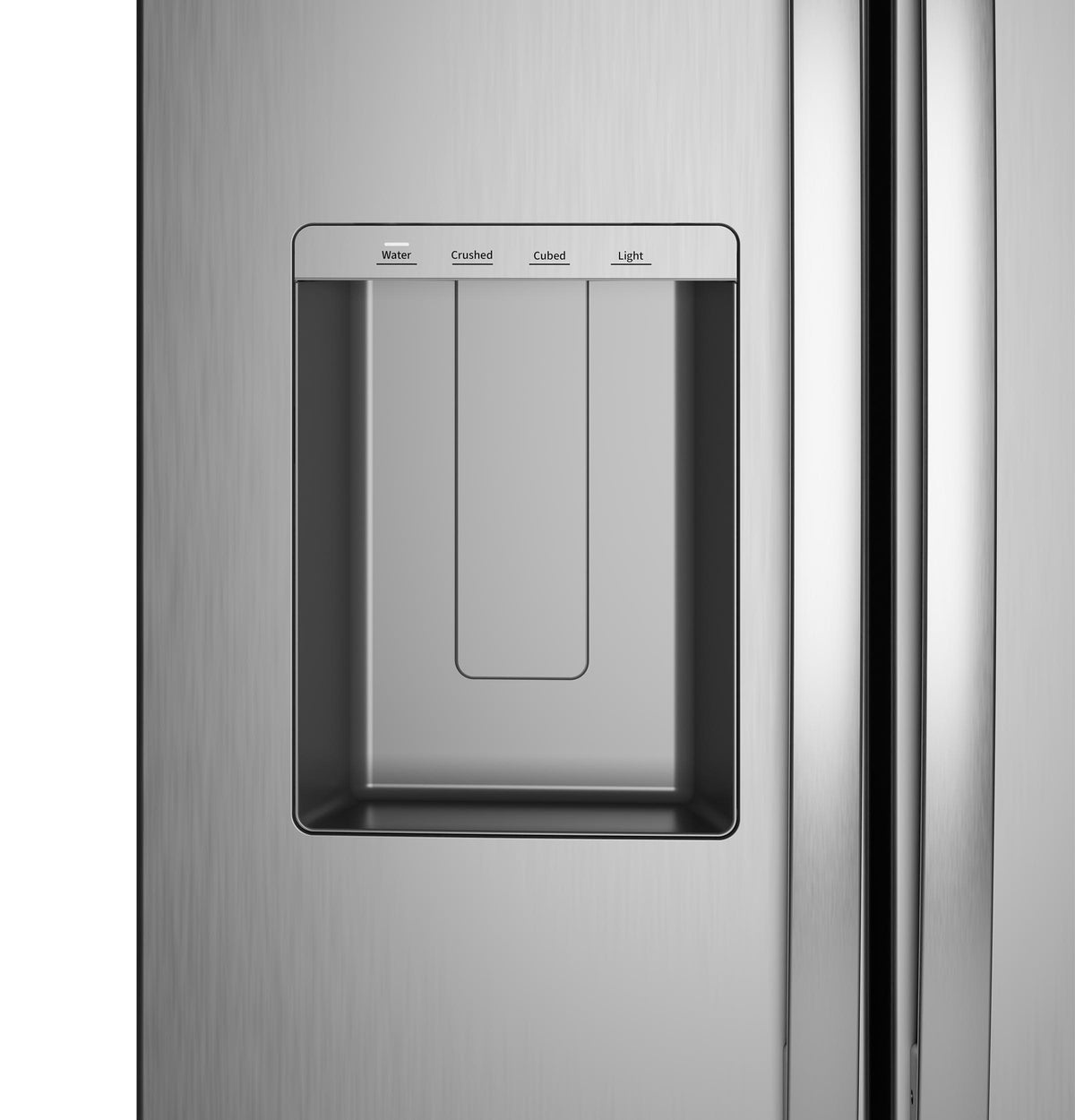 Ge Appliances GZS24NYYFS Ge® 23.6 Cu. Ft. Counter-Depth Side-By-Side Refrigerator With Extra Tall Dispenser And In-Door Icemaker