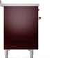 Ilve UPI486NMPBUG Nostalgie Ii 48 Inch Electric Freestanding Range In Burgundy With Brass Trim