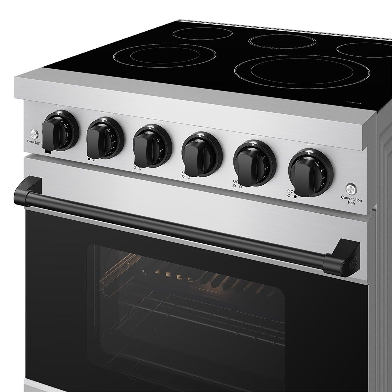 Thor Kitchen RSE30PBLK 30 Inch Professional Electric Range With Precision Knob Control In Stainless Steel And Black Gordon Ramsay Series