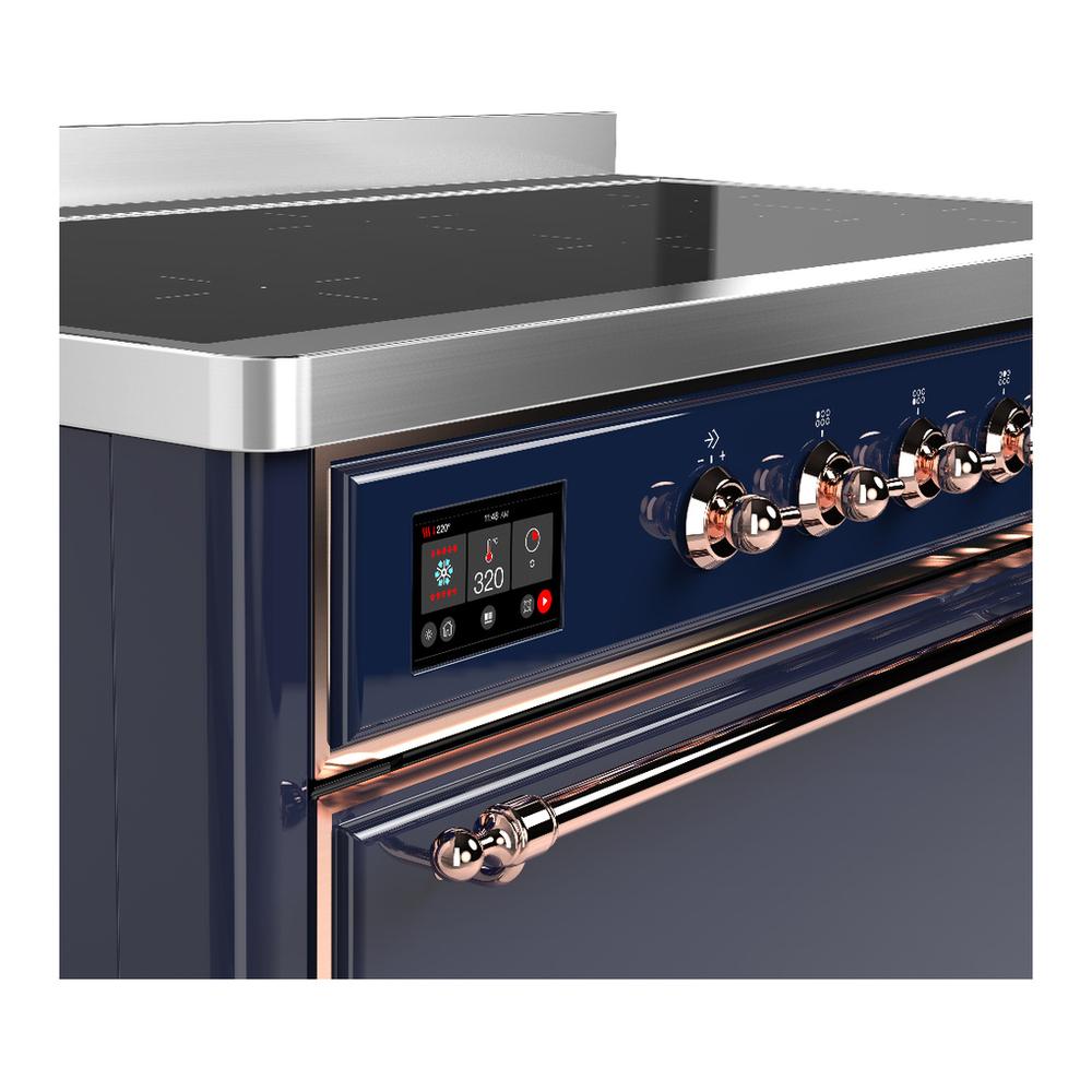 Ilve UMIB48QNR3MBP Ilve Umib48Qnr3Mbp Majestic Iii 48 Inch Induction Range With 6 Elements, 5.02 Cu. Ft. Total Oven Capacity (Solid Door, Midnight Blue, Copper)