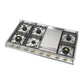 Ilve UHCP1265FNSSGLP Ilve Uhcp1265Fnssglp Nostalgie Ii 48 Inch Gas Cooktop With 8 Burners, Griddle, In Stainless Steel (Liquid Propane, Brass)
