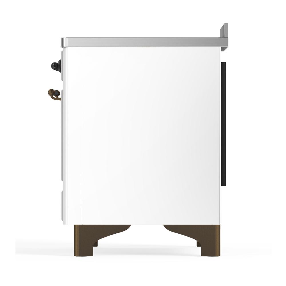 Ilve UMIB48QNR3WHB Ilve Umib48Qnr3Whb Majestic Iii 48 Inch Induction Range With 6 Elements, 5.02 Cu. Ft. Total Oven Capacity (Solid Door, White, Burnished)