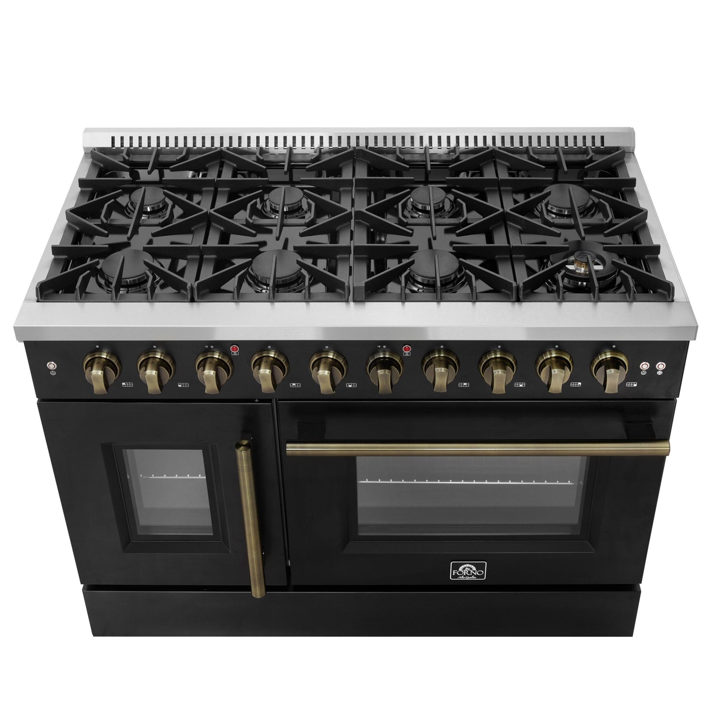 Forno FFSGS644448BLK Forno Galiano 48" Freestanding French Door Gas Range In Black