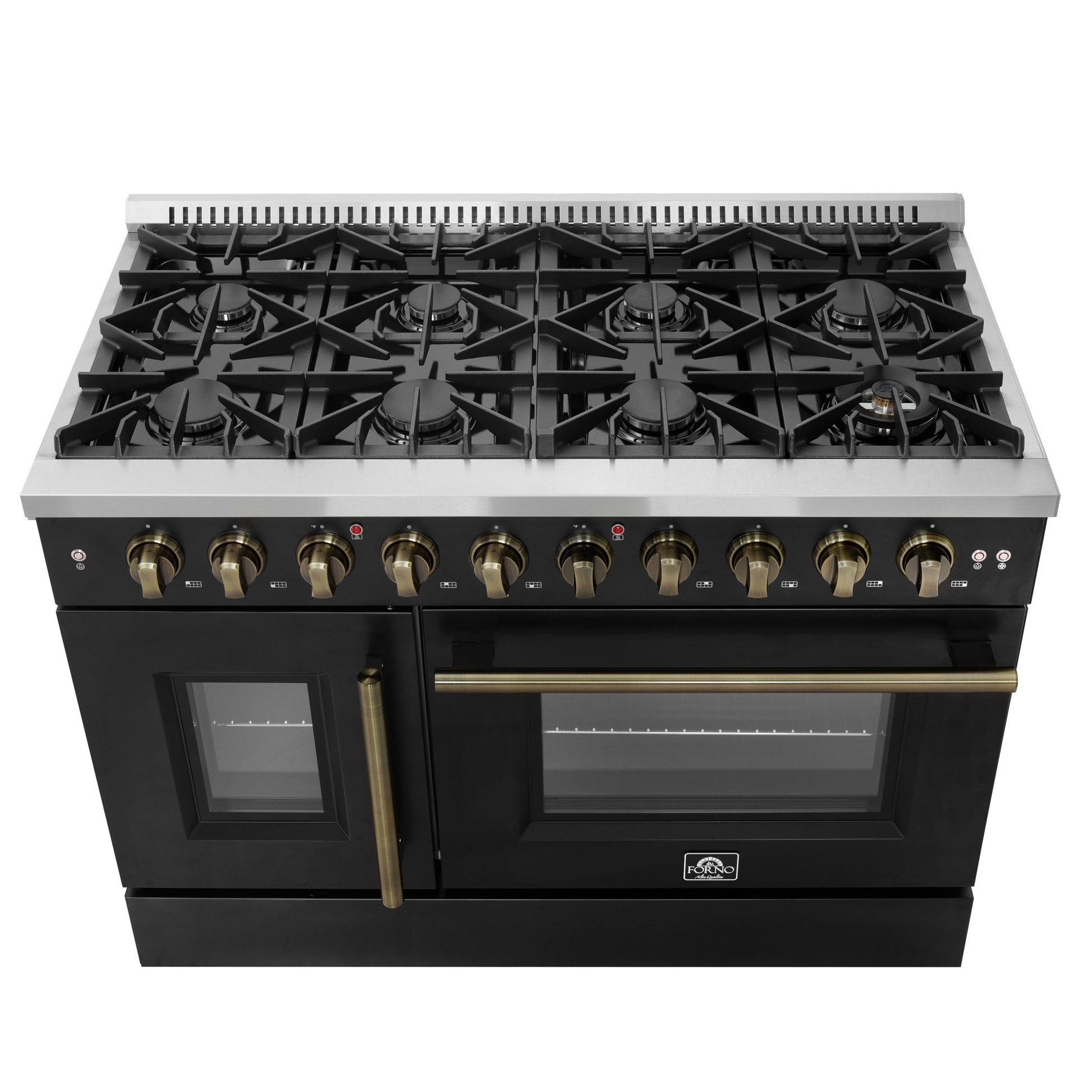 Forno FFSGS644448BLK Forno Galiano 48" Freestanding French Door Gas Range In Black