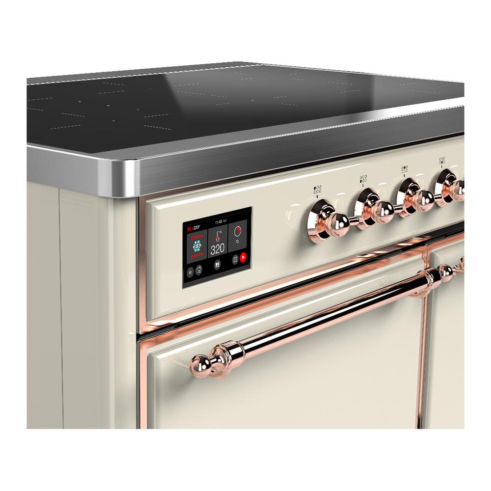 Ilve UMDIB40QNR3AWP Ilve Umdib40Qnr3Awp Majestic Iii 40 Inch Induction Range With 6 Elements, 3.82 Cu. Ft. Total Oven Capacity (Solid Door, Antique White, Copper)