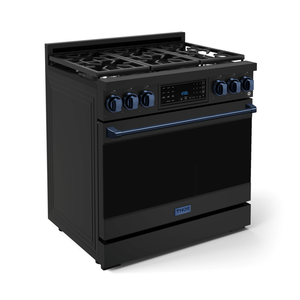 Thor Kitchen RSG36BLPBLU 36 Inch Professional Lp Range With Tilt Panel Touch Control In Stainless Black/Blue Gordon Ramsay Series - Rsg36Blp-Blu
