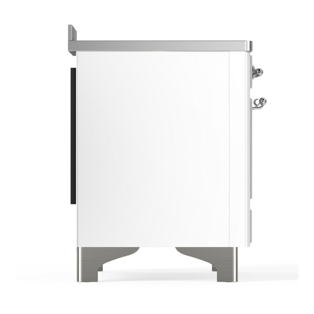 Ilve UMIB48QNR3WHC Ilve Umib48Qnr3Whc Majestic Iii 48 Inch Induction Range With 6 Elements, 5.02 Cu. Ft. Total Oven Capacity (Solid Door, White, Chrome)