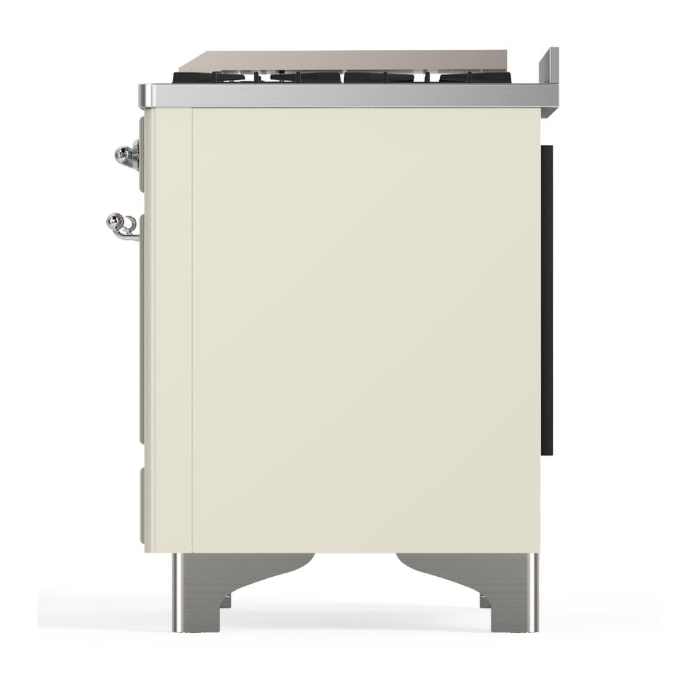 Ilve UM60FNR3AWCLP Ilve Um60Fnr3Awclp Majestic Iii 60 Inch Dual Fuel Range With 9 Burners And Griddle, Dual Function Burner Up To 25,000 Btu (Liquid Propane, Triple Glass Door, Antique White, Chrome)