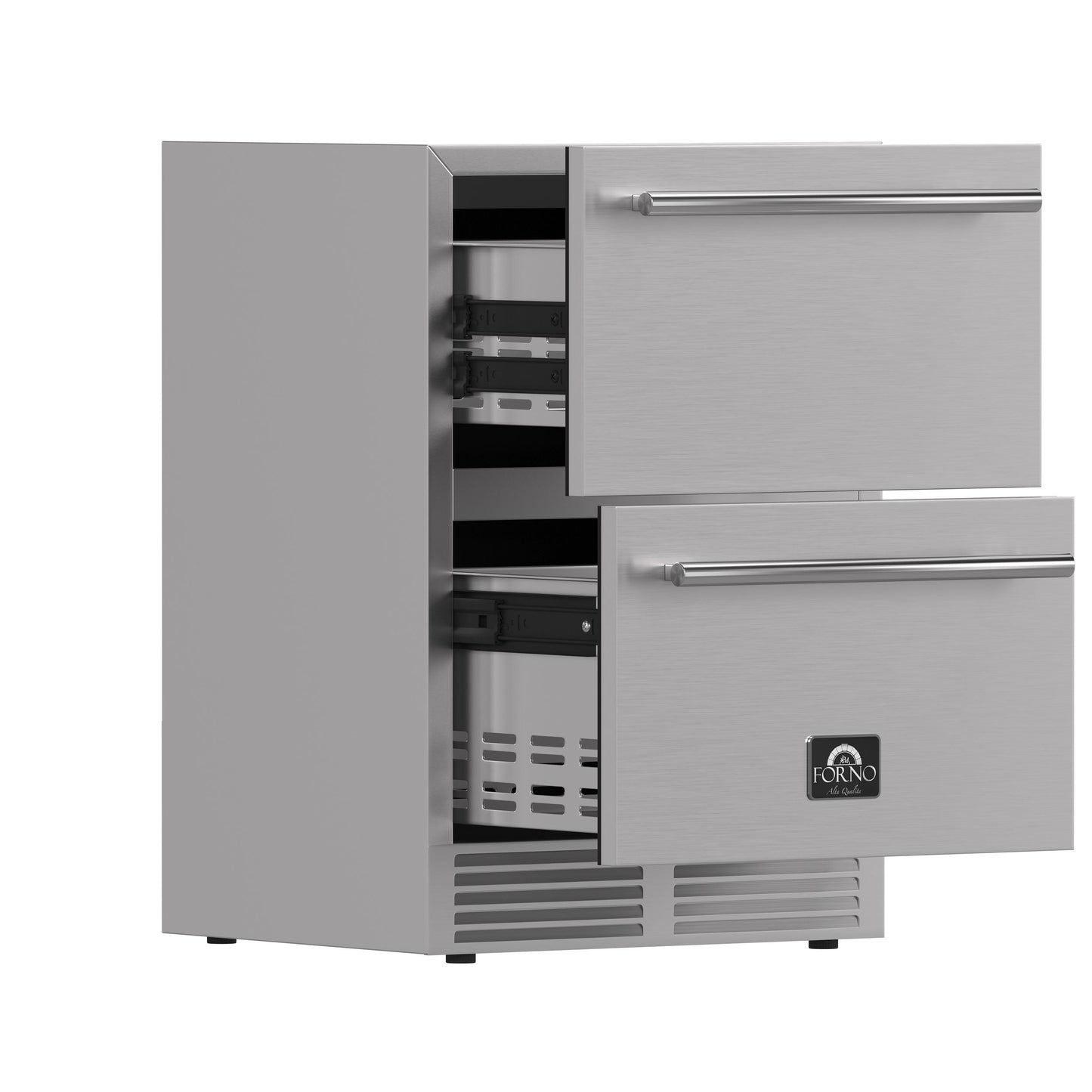 Forno FDROD161124S Forno Como 24-Inch Indoor Outdoor Drawer Refrigerator, 4.87 Cu.Ft, Stainless Steel Interior, Adjustable Shelves, Led Lighting