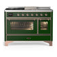Ilve UM48FSNR3EGP Ilve Um48Fsnr3Egp Majestic Iii 48 Inch Dual Fuel Range With 5 Black Brass Burners, Griddle And French Top, Dual Function Burner Up To 25,000 Btu (Natural Gas, Triple Glass Door, Emerald Green, Copper)
