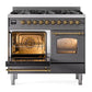 Ilve UPD406NMPMGG Ilve Upd406Nmpmgg Nostalgie Ii 40 Inch Dual Fuel Range With 6 Total Black Brass Burners (Limited Edition) (Natural Gas, Graphite Matte)
