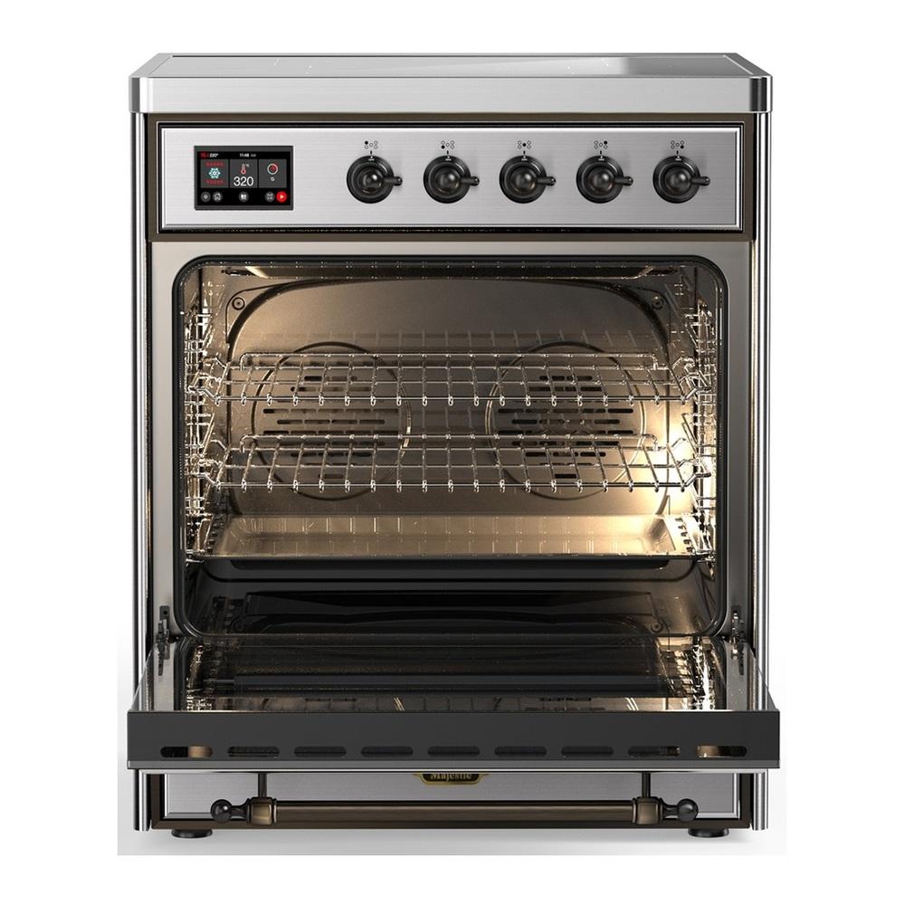 Ilve UMIB30NR3SSB Ilve Umib30Nr3Ssb Majestic Iii 30 Inch Induction Range With 4 Elements, 4 Cu. Ft. Oven Capacity (Triple Glass Door, Stainless Steel, Burnished)