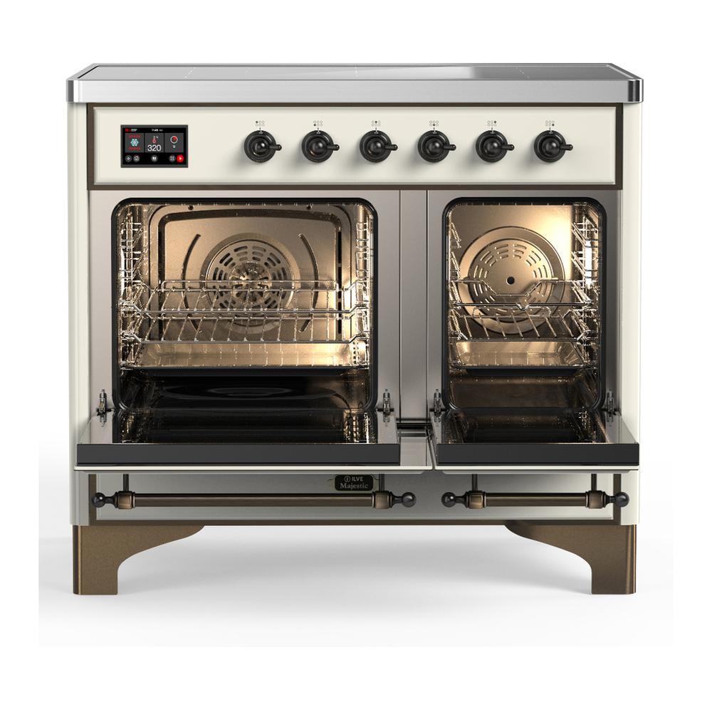 Ilve UMDIB40QNR3AWB Ilve Umdib40Qnr3Awb Majestic Iii 40 Inch Induction Range With 6 Elements, 3.82 Cu. Ft. Total Oven Capacity (Solid Door, Antique White, Burnished)