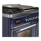 Ilve UMD40FNR3MBC Ilve Umd40Fnr3Mbc Majestic Iii 40 Inch Dual Fuel Range With 6 Burners And Griddle, Dual Function Burner Up To 25,000 Btu (Natural Gas, Triple Glass Door, Midnight Blue, Chrome)