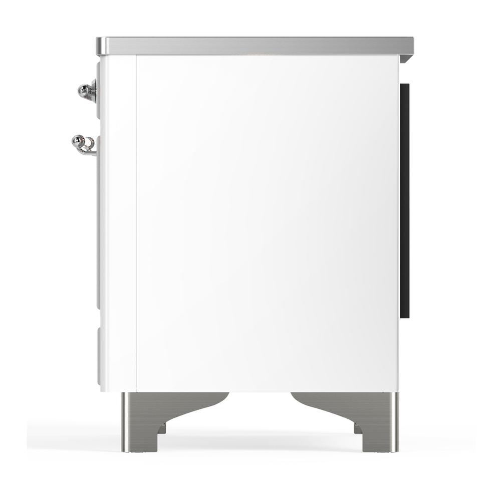Ilve UMDIB40NR3WHC Ilve Umdib40Nr3Whc Majestic Iii 40 Inch Induction Range With 6 Elements, 3.82 Cu. Ft. Total Oven Capacity (Triple Glass Door, White, Chrome)