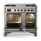 Ilve UMD40FNR3SSB Ilve Umd40Fnr3Ssb Majestic Iii 40 Inch Dual Fuel Range With 6 Burners And Griddle, Dual Function Burner Up To 25,000 Btu (Natural Gas, Triple Glass Door, Stainless Steel, Burnished)