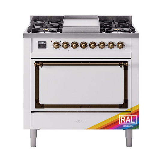 Ilve UN36FQNMPRAB Ilve Un36Fqnmprab Nostalgie Ii Noblesse 36" Dual Fuel Range (Natural Gas, Solid Door, Ral, Burnished)