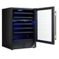 Forno FWCDR663424BLK Forno Bacchino 24 Inch Wine Cooler, Black With Antique Brass Handles, With Led Lighting, Triple Glass Door, 51 Bottle Capacity, Built-In Or Freestanding