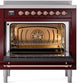 Ilve UPI366NMPBUP Nostalgie Ii 36 Inch Electric Freestanding Range In Burgundy With Copper Trim
