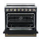 Forno FFSEL601136BLK Forno Paolo 36 Inch Black Freestanding Electric Range, Stainless Steel, 5.44 Cu.Ft, True Convection Oven, Energy Efficient