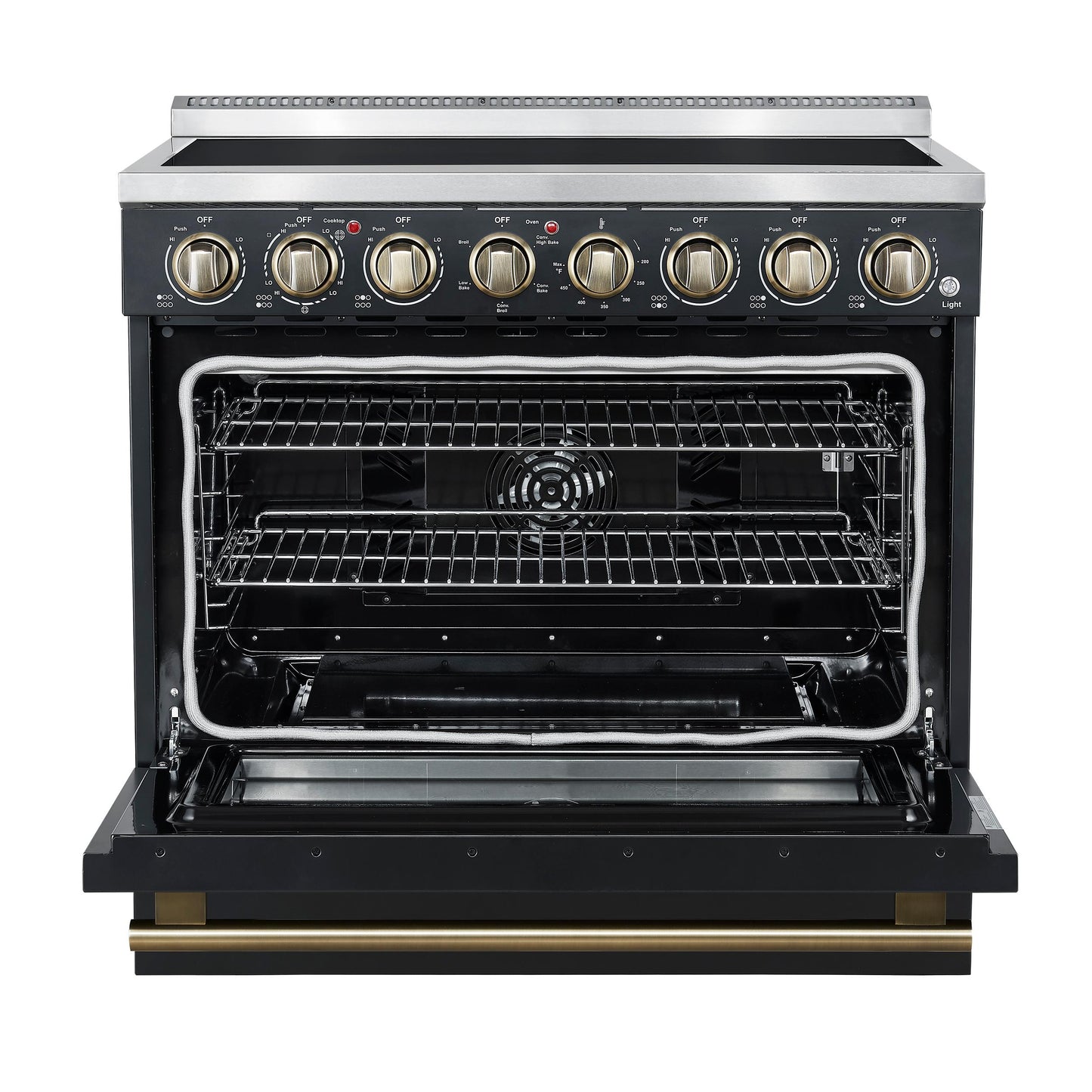 Forno FFSEL601136BLK Forno Paolo 36 Inch Black Freestanding Electric Range, Stainless Steel, 5.44 Cu.Ft, True Convection Oven, Energy Efficient